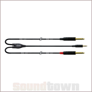 CORDIAL CFY3 WPP LONG LEAD 3M 3.5MM TRS TO DUAL 6.35MM TS - LONG SPLIT - Soundtown