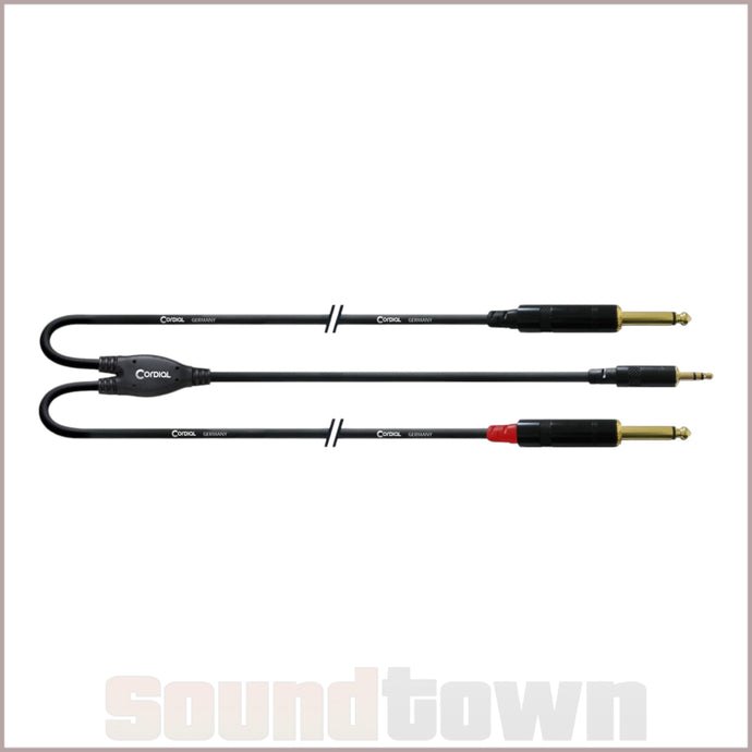 CORDIAL CFY3 WPP LONG LEAD 3M 3.5MM TRS TO DUAL 6.35MM TS - LONG SPLIT - Soundtown