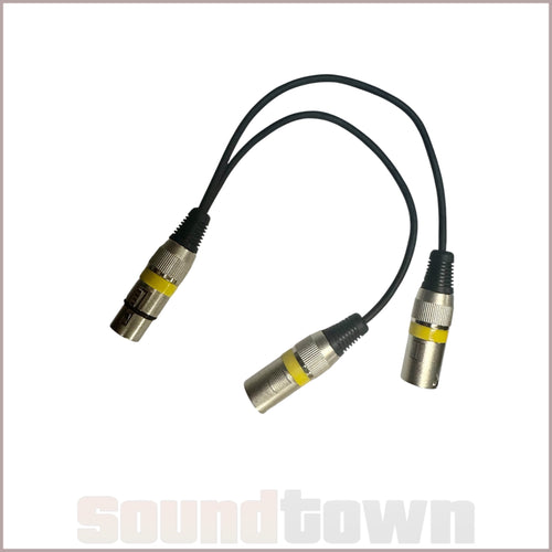 SOUNDTOWN Y-SPLIT AUDIO CABLE 0.3M (XLRF TO DUAL XLRM) (YELLOW) - Soundtown