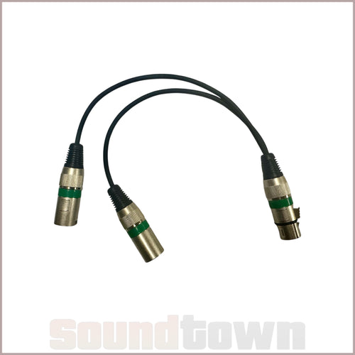 SOUNDTOWN Y-SPLIT AUDIO CABLE 0.3M (XLRF TO DUAL XLRM) (GREEN) - Soundtown